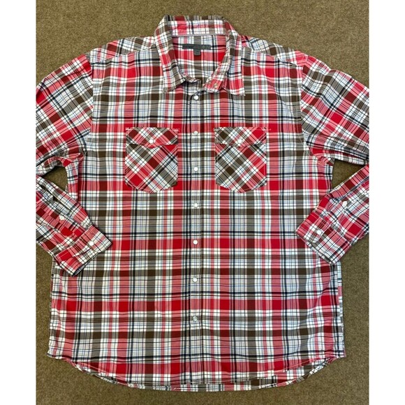 Old Navy Pearl Snap Shirt Mens XXL Long Sleeve Plaid Western 100% Cotton - Picture 1 of 7